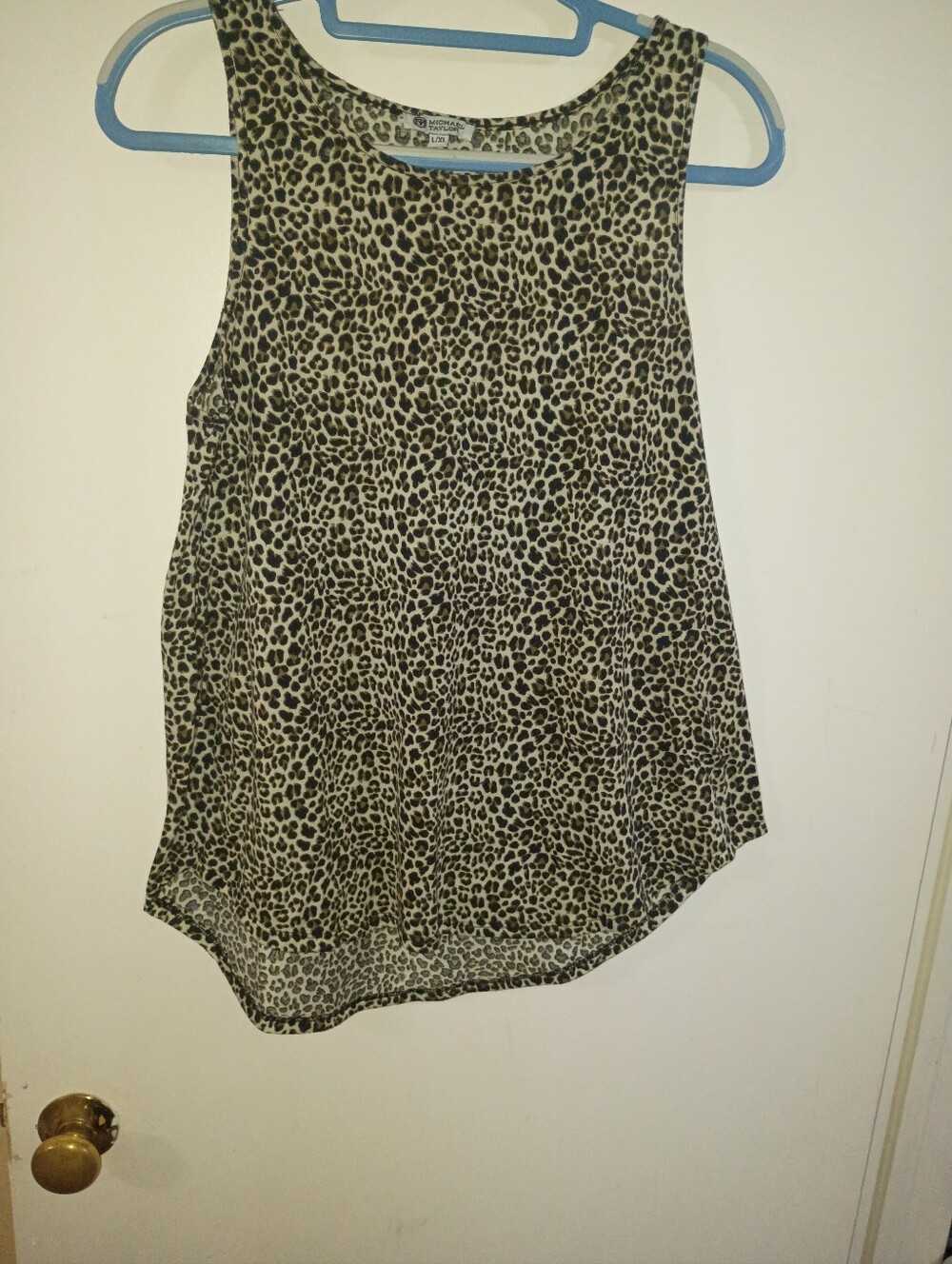 Michael Taylor Leopard Print Tank Top (Size L/XL) – High-Low Hem